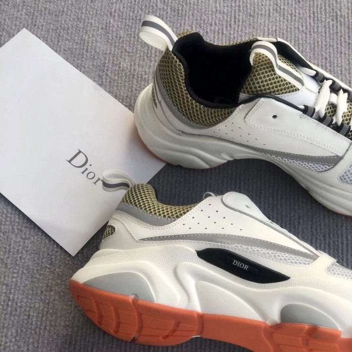 D*or b22 sneaker in technical knit ivory and green calfskin