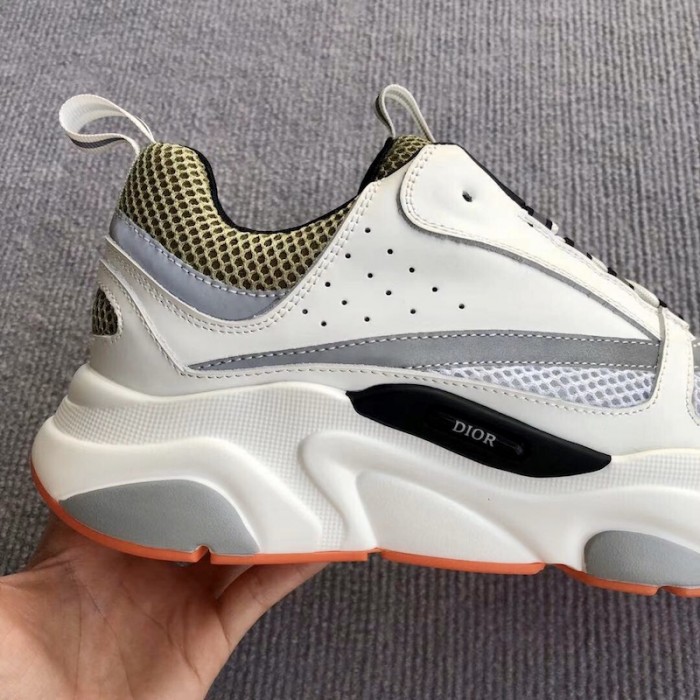 D*or b22 sneaker in technical knit ivory and green calfskin