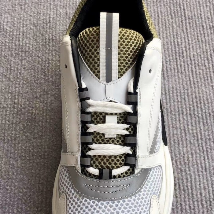 D*or b22 sneaker in technical knit ivory and green calfskin