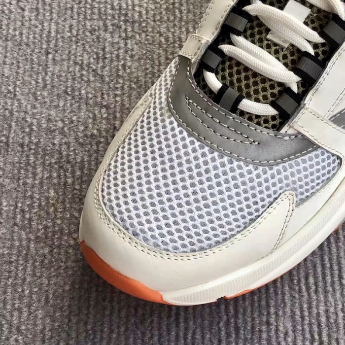 D*or b22 sneaker in technical knit ivory and green calfskin