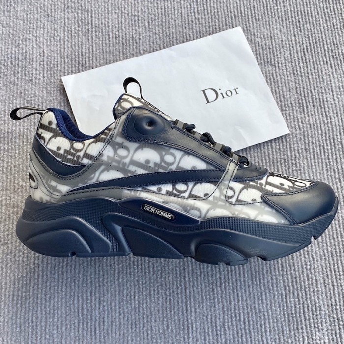 D*or b22 sneaker in navy technical knit and white and navy calfskin