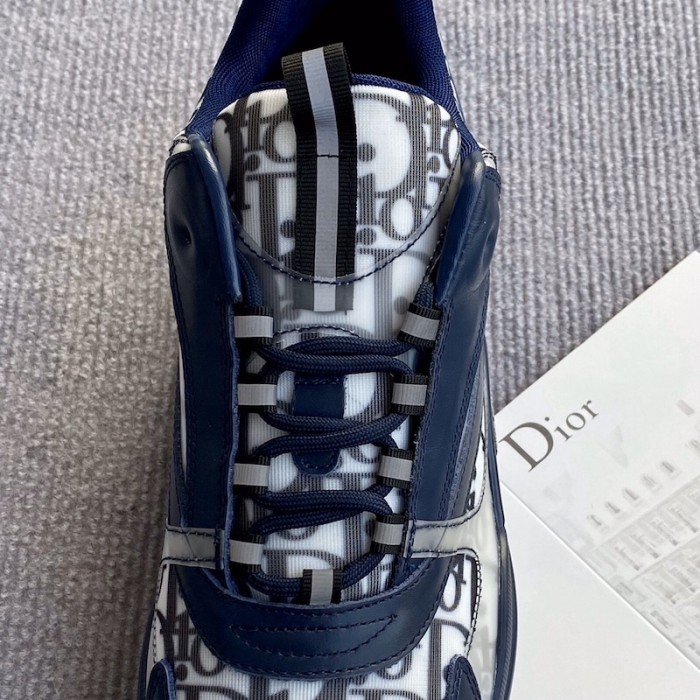 D*or b22 sneaker in navy technical knit and white and navy calfskin