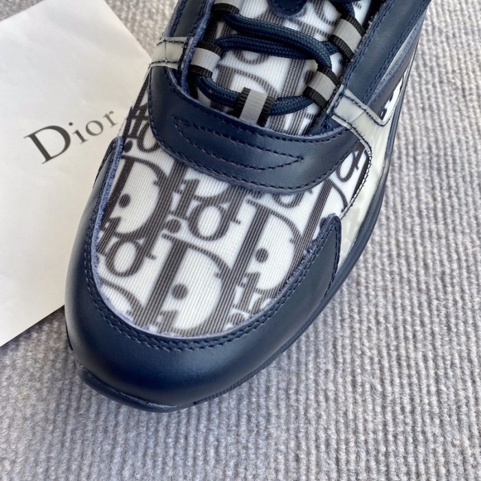 D*or b22 sneaker in navy technical knit and white and navy calfskin