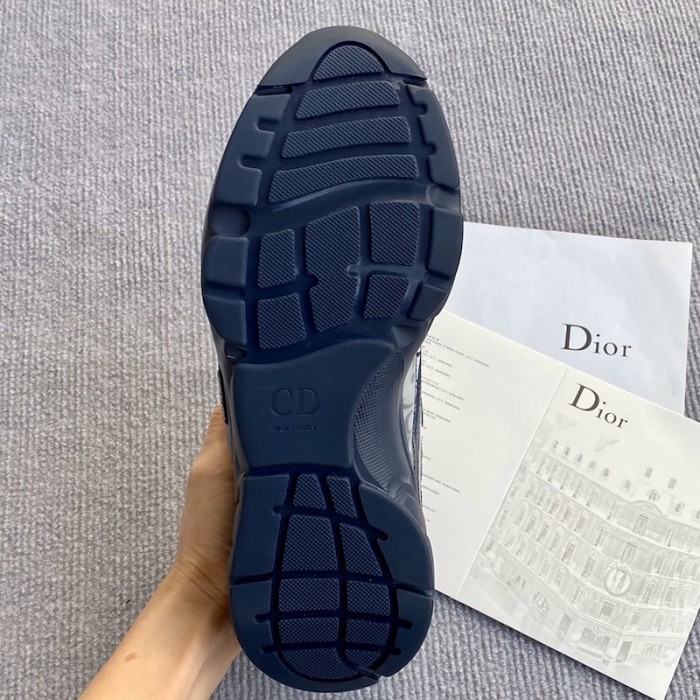 D*or b22 sneaker in navy technical knit and white and navy calfskin