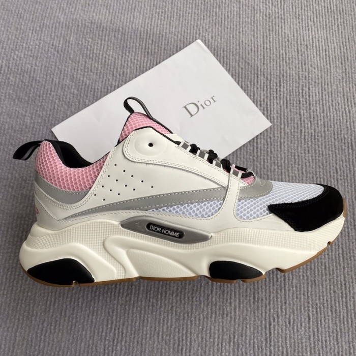 D*or b22 sneaker in technical knit grey and pink calfskin