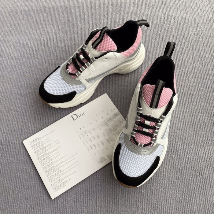 D*or b22 sneaker in technical knit grey and pink calfskin