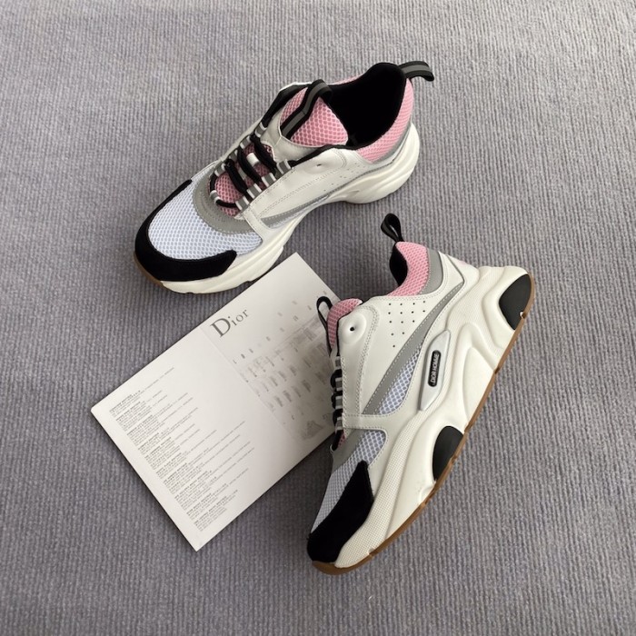 D*or b22 sneaker in technical knit grey and pink calfskin