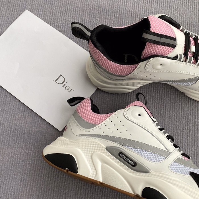 D*or b22 sneaker in technical knit grey and pink calfskin