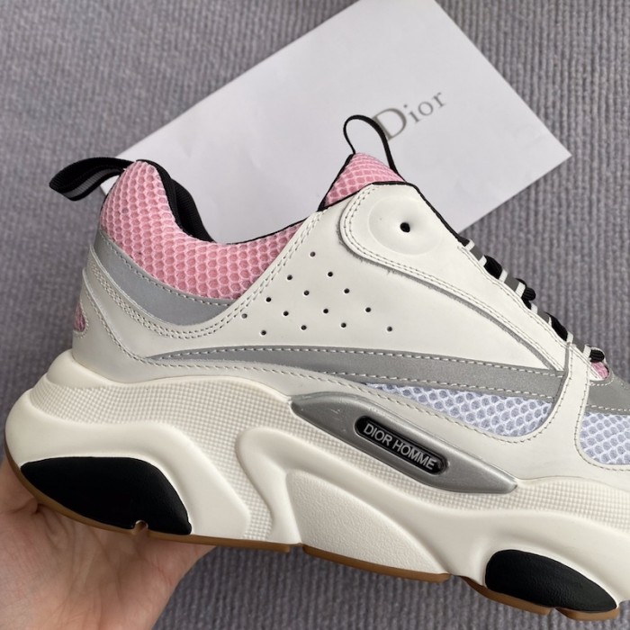D*or b22 sneaker in technical knit grey and pink calfskin