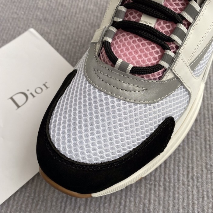 D*or b22 sneaker in technical knit grey and pink calfskin