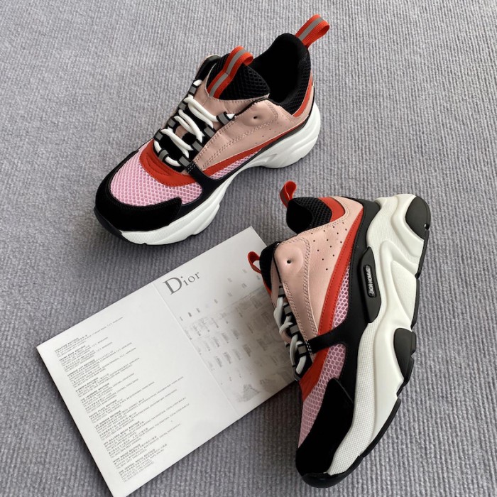 D*or b22 sneaker in technical knit and pink calfskin