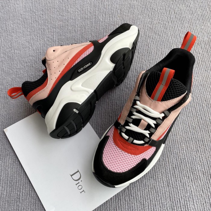 D*or b22 sneaker in technical knit and pink calfskin