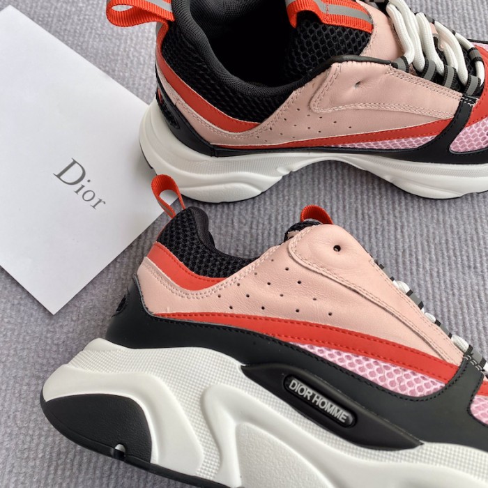 D*or b22 sneaker in technical knit and pink calfskin