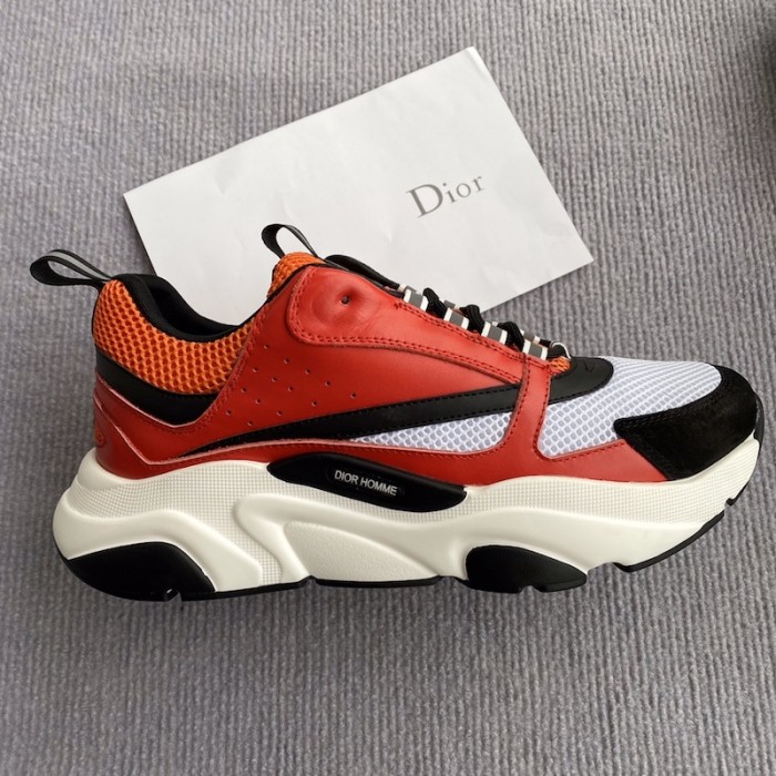 D*or b22 sneaker in technical knit and red calfskin