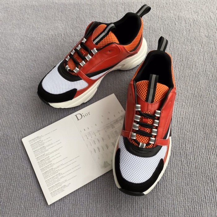 D*or b22 sneaker in technical knit and red calfskin
