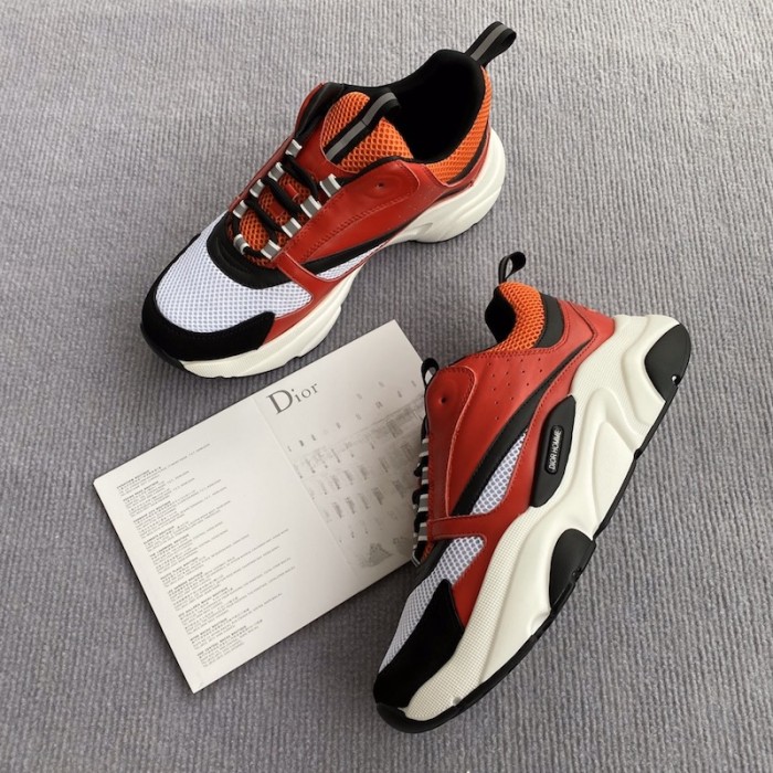 D*or b22 sneaker in technical knit and red calfskin