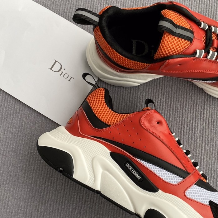 D*or b22 sneaker in technical knit and red calfskin