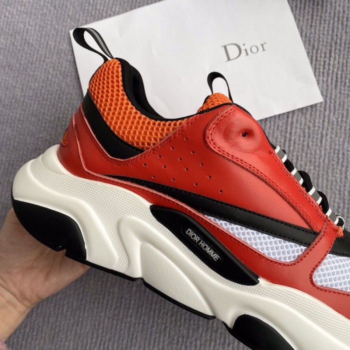 D*or b22 sneaker in technical knit and red calfskin
