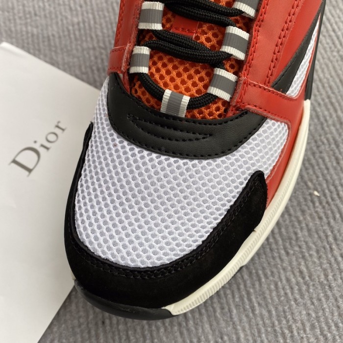 D*or b22 sneaker in technical knit and red calfskin
