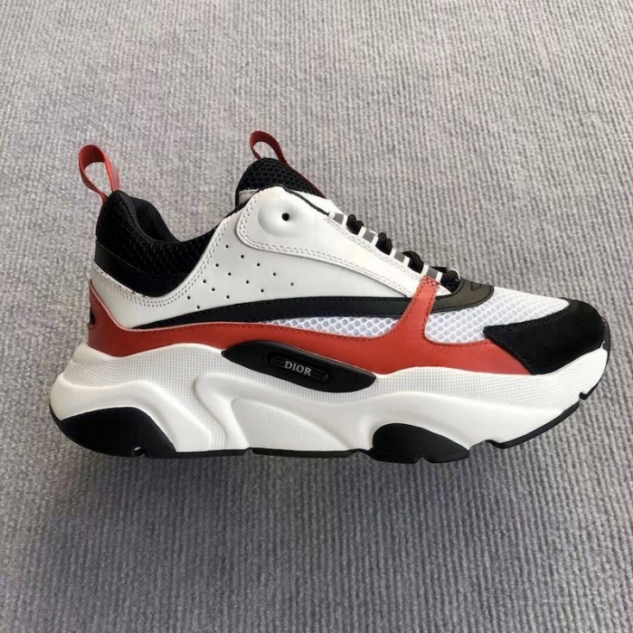 D*or b22 sneaker in technical knit black and red calfskin