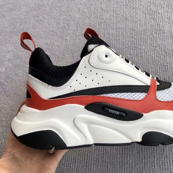 D*or b22 sneaker in technical knit black and red calfskin