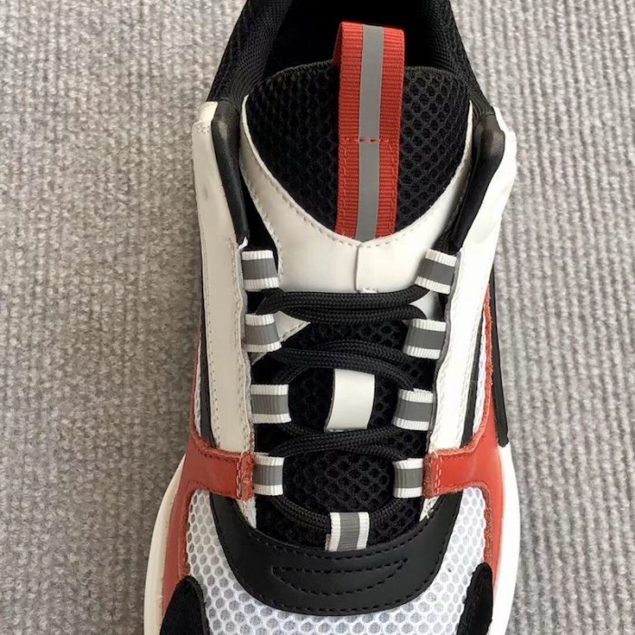 D*or b22 sneaker in technical knit black and red calfskin