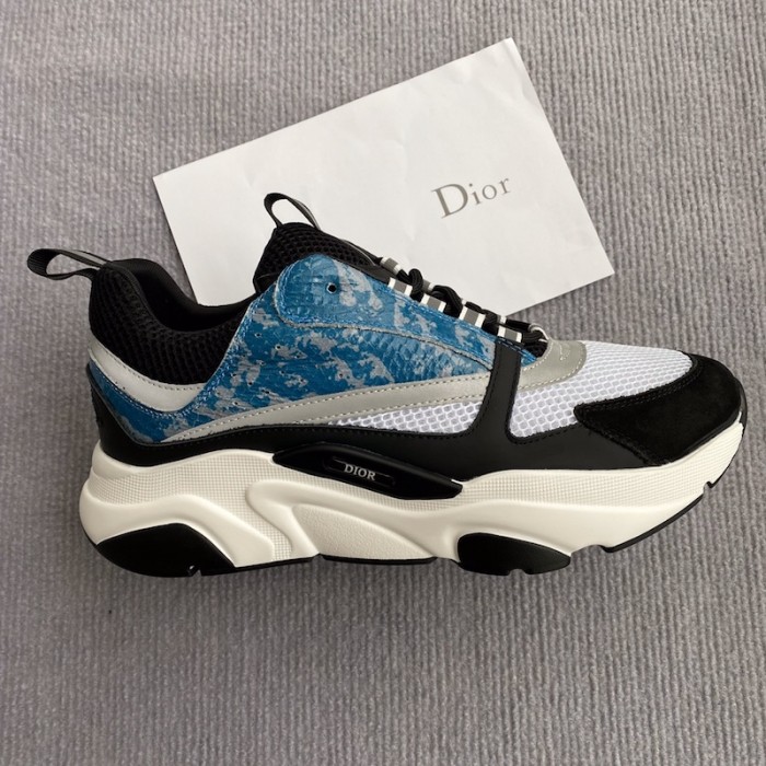 D*or b22 sneaker in technical knit and blue calfskin