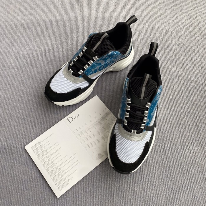 D*or b22 sneaker in technical knit and blue calfskin