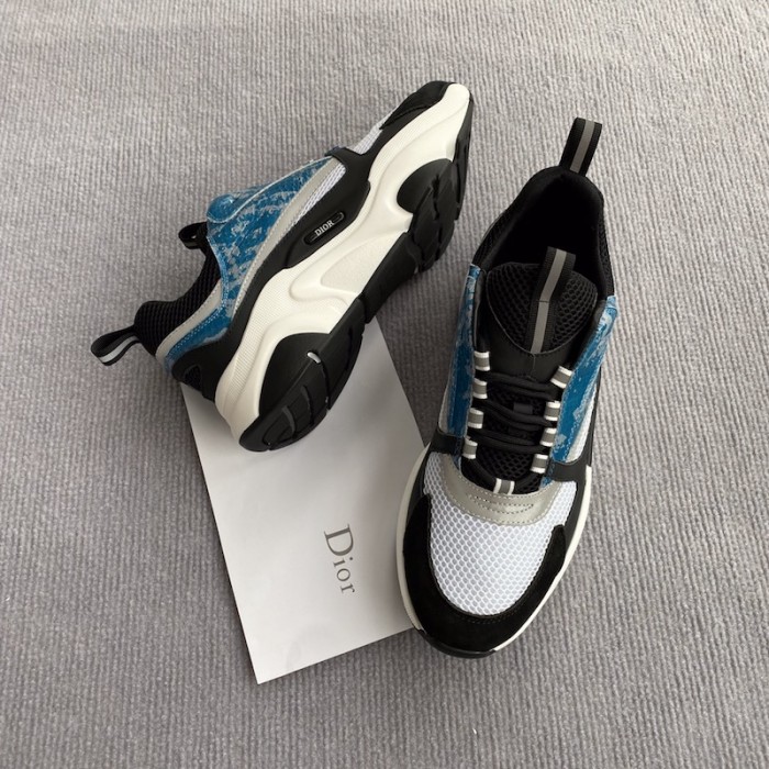 D*or b22 sneaker in technical knit and blue calfskin