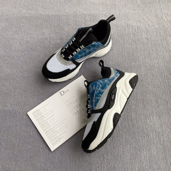 D*or b22 sneaker in technical knit and blue calfskin