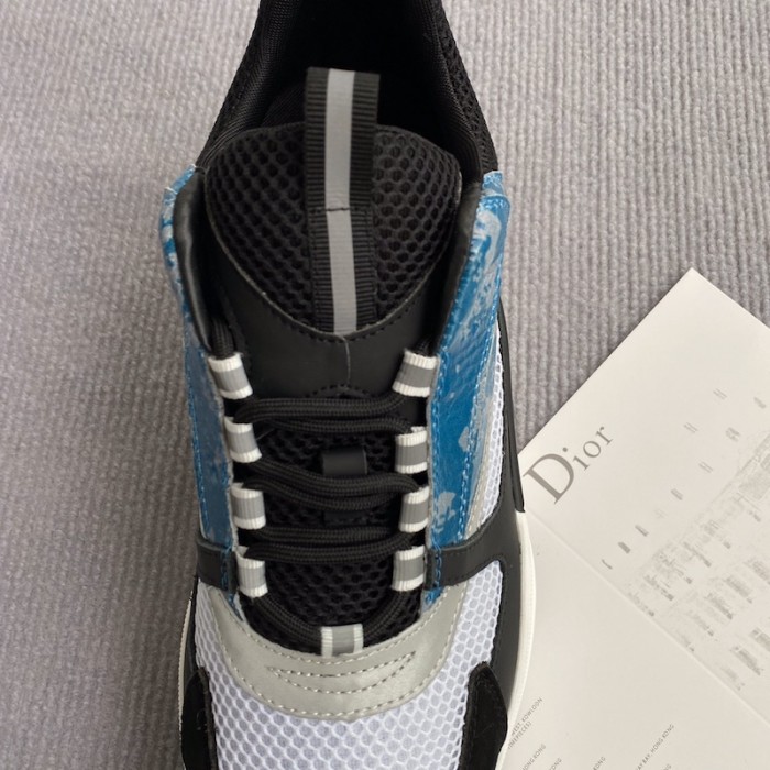 D*or b22 sneaker in technical knit and blue calfskin