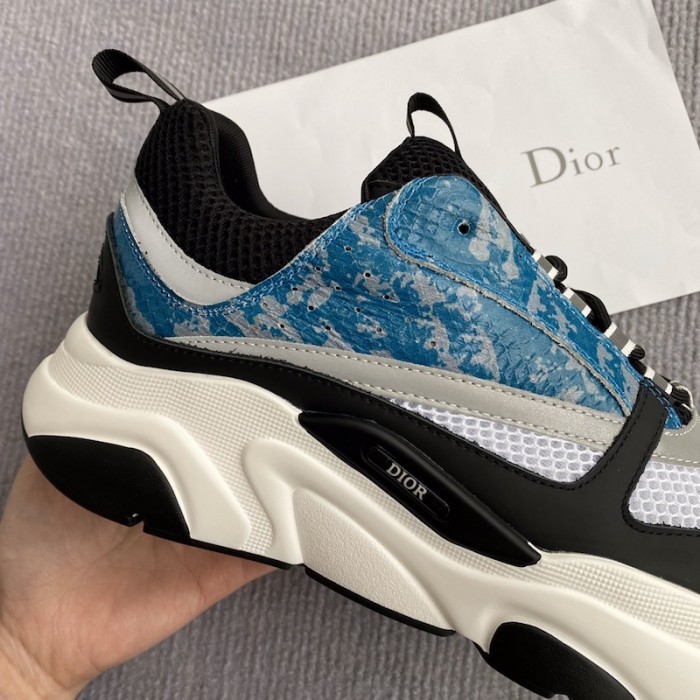 D*or b22 sneaker in technical knit and blue calfskin
