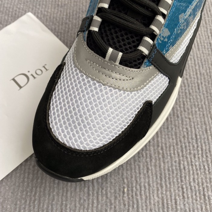 D*or b22 sneaker in technical knit and blue calfskin