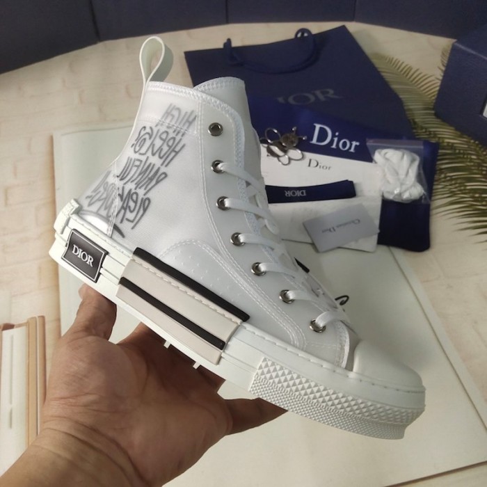 D*or b23 high top logo oblique print white