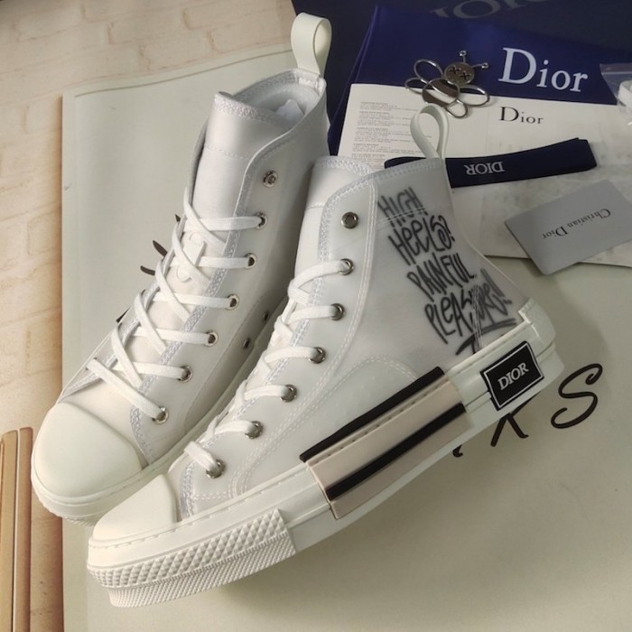 D*or b23 high top logo oblique print white
