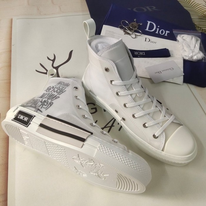 D*or b23 high top logo oblique print white