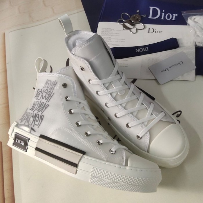 D*or b23 high top logo oblique print white