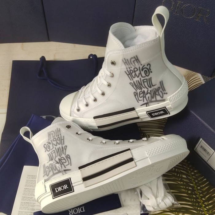 D*or b23 high top logo oblique print white