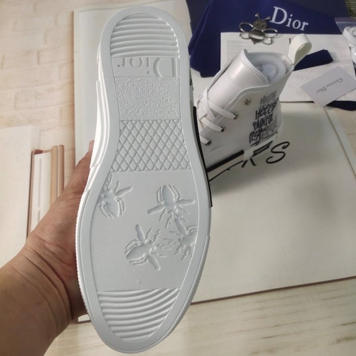 D*or b23 high top logo oblique print white