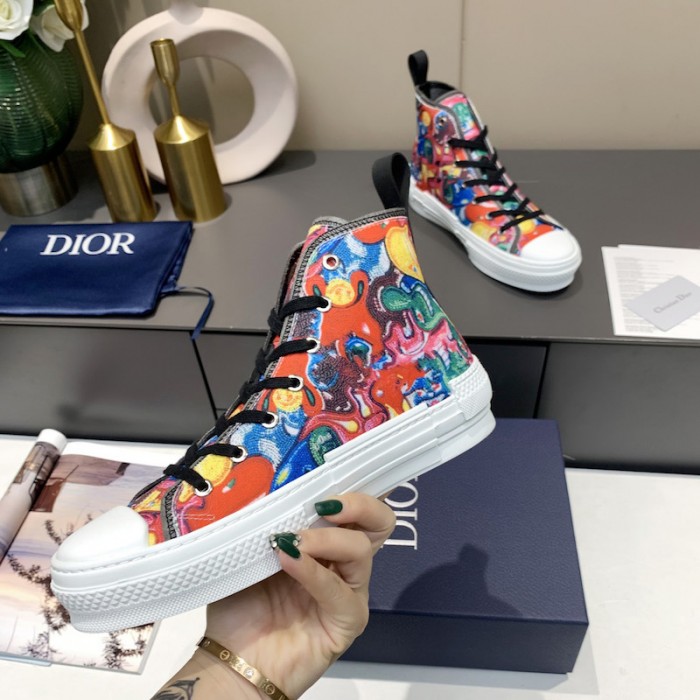 b23 D*or and kenny scharf high-top sneaker multicolor resin pearl embroidery