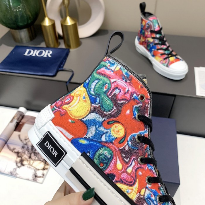 b23 D*or and kenny scharf high-top sneaker multicolor resin pearl embroidery