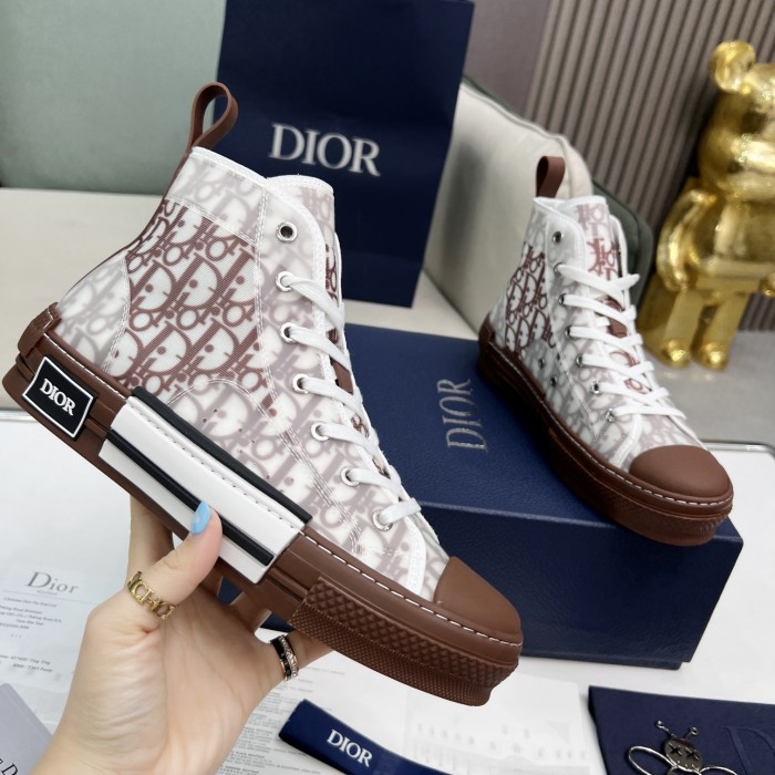 b23 high-top sneaker coffee D*or oblique canvas
