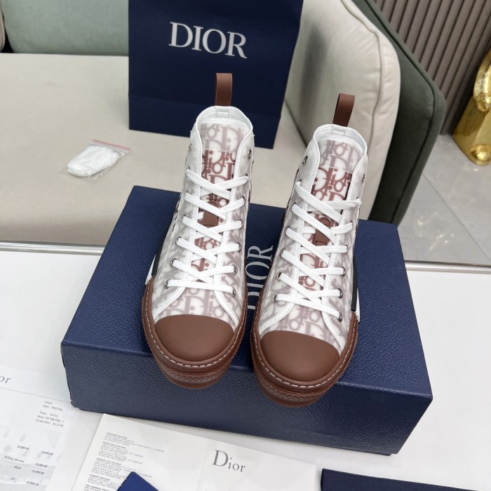 b23 high-top sneaker coffee D*or oblique canvas