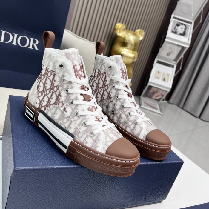 b23 high-top sneaker coffee D*or oblique canvas