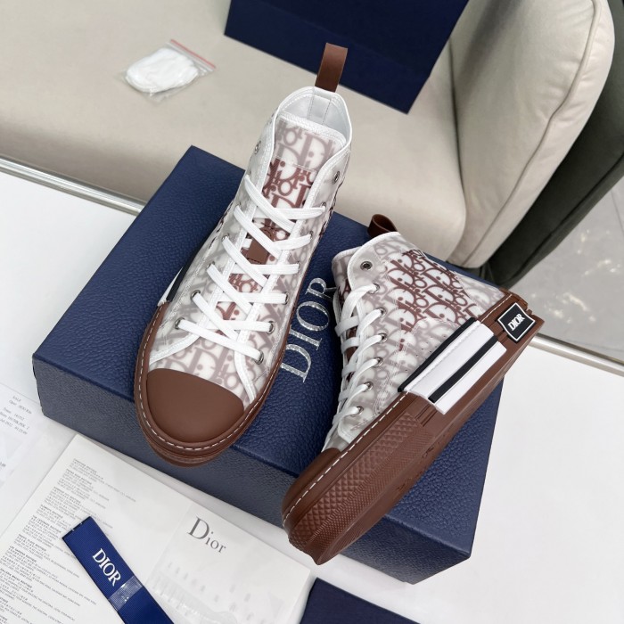 b23 high-top sneaker coffee D*or oblique canvas