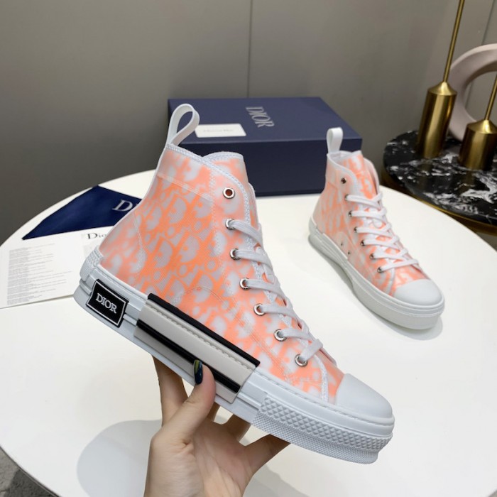 b23 high-top sneaker white and orange D*or oblique canvas