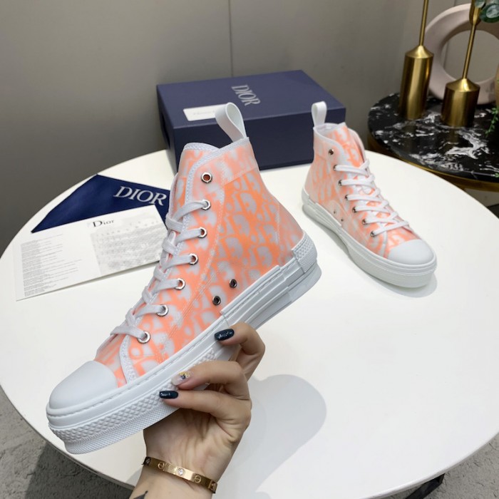 b23 high-top sneaker white and orange D*or oblique canvas