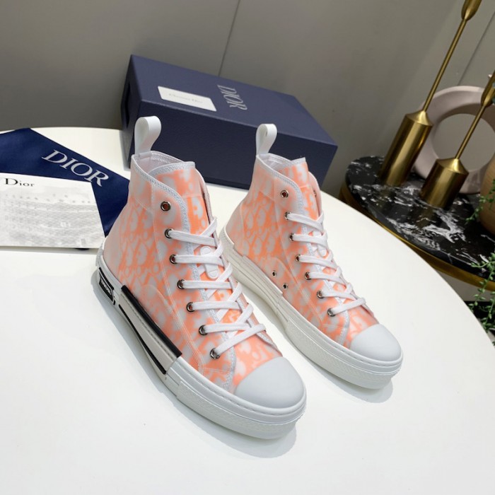 b23 high-top sneaker white and orange D*or oblique canvas