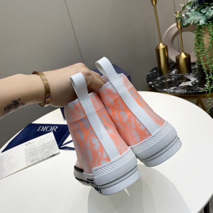 b23 high-top sneaker white and orange D*or oblique canvas