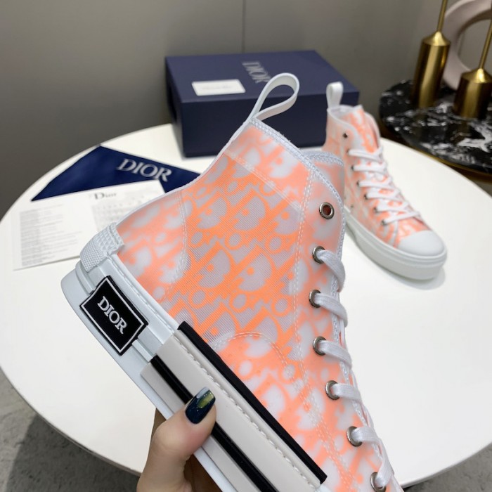 b23 high-top sneaker white and orange D*or oblique canvas